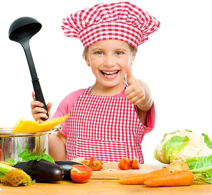Jennice House Kids Apron and Chef Hat Set, Cute Children Baking Aprons for Cooking Baby Baking Aprons