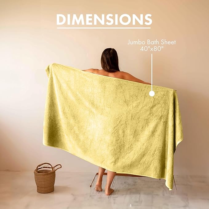 Classic Turkish Towels CTT - Premium Turkish Jumbo Bath Sheet, 100% Turkish Cotton, Absorbent & Ultra Comfy Bath Towel Sheets for Hotel & Spa | 40"x80" (Primrose Yellow)
