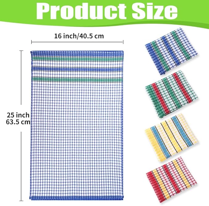 4PCS Large Kitchen Dish Towels, 17 Inch x 27 Inch Absorbent Cotton Kitchen Towels Bulk, Colorful Tea Towel for Washing Drying Dishes, Household Hand Towel, Multicolor