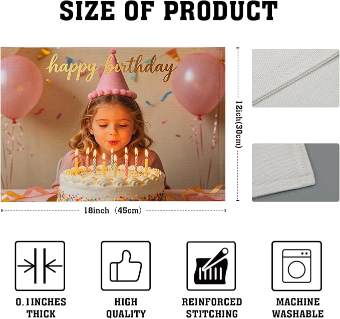 Custom Placemat Set of 4 Personalized Picture Decoration Table Place Mats for Holiday Dining Decor