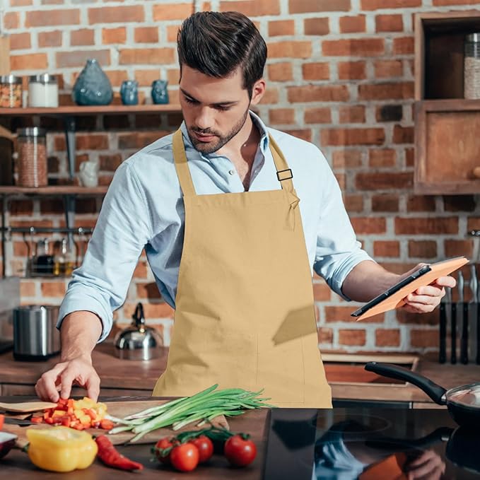 15 Pcs Adult Aprons Bulk with Pockets Adjustable Bib Chef Apron for Women Men Painting Cooking Crafting (S/L)