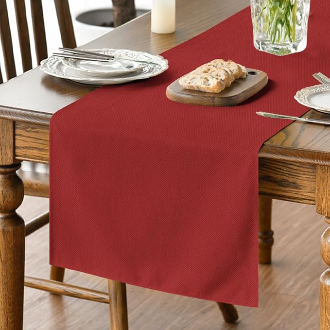 Artoid Mode Red Table Runner, Seasonal Christmas Washable Kitchen Dining Table Decoration for Home Party Decor 13x90 Inch