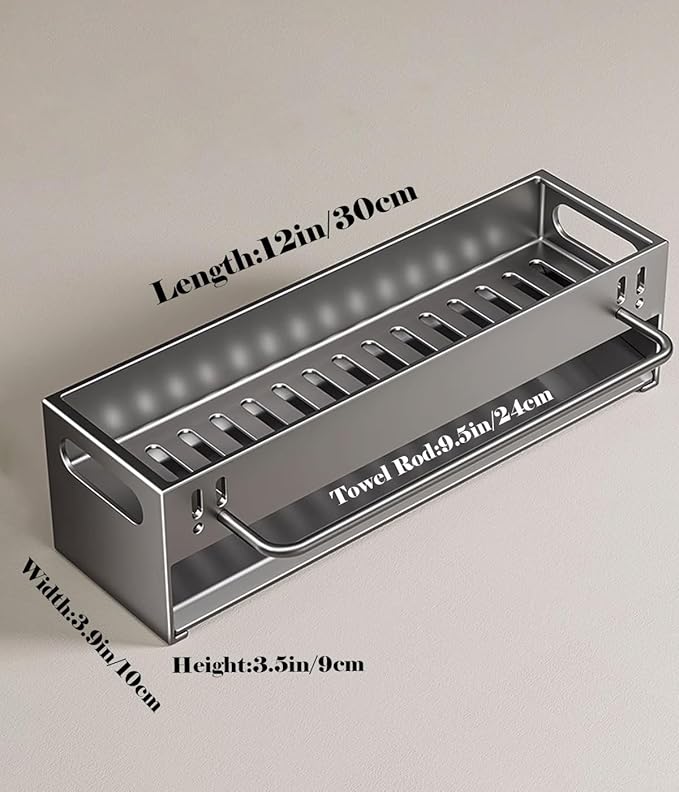 Kitchen Sink Caddy Organizer - Stainless Steel Dish Soap Brush Holder Countertop Sink Organizer for Kitchen Organizers and Storage (GreyLarge)