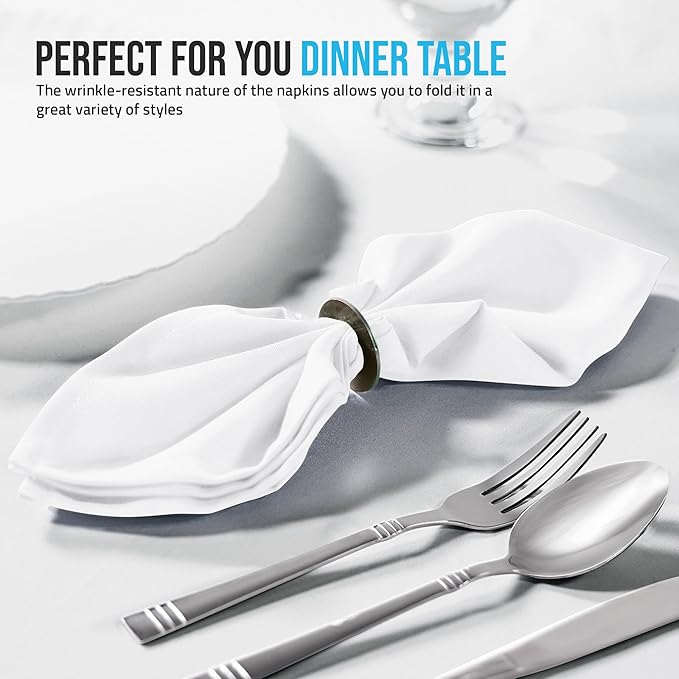 Utopia Home White Cloth Napkins (12 Pack, 20x20 Inches), Ideal Dinner Napkins for Party, Wedding and Lunch/Dinner