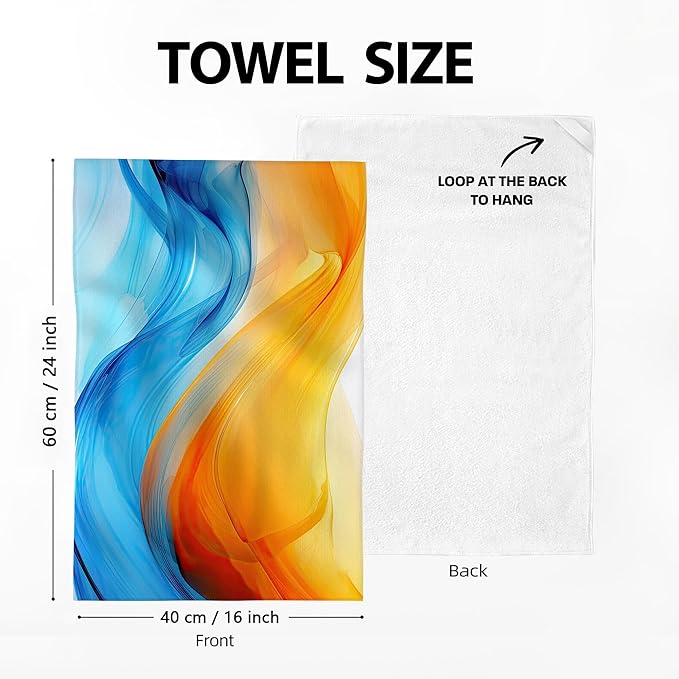 Orange Blue Kitchen Dish Towels Set of 4, Soft Absorbent Marble Decorative Tea Towels Hand Drying Baking Cooking Cloth for Kitchen Orange Blue Decor