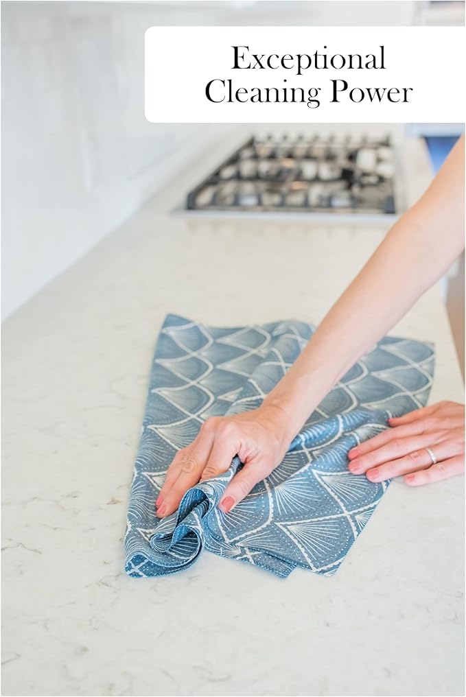 Premium Kitchen Tea Towel | Microfiber Waffle Weave | Quick Dry | Super Absorbent | Double-Sided Designer Prints | 2 Pack