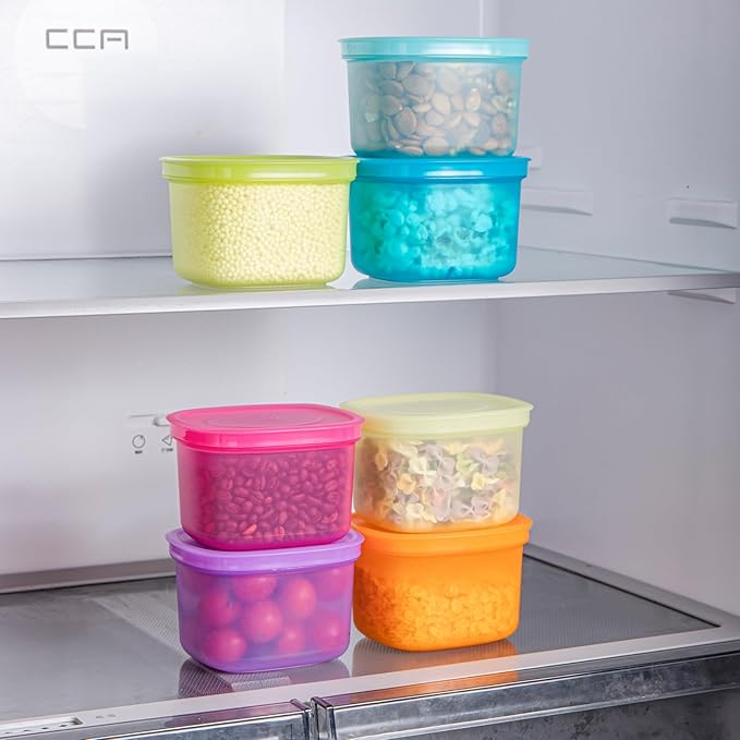7-Pack Meal Prep Containers (500ml / 17oz) — Reusable Plastic Food Storage with Lids for Portion Control & School Lunches, Microwave/Freezer Safe Stackable Bento Box