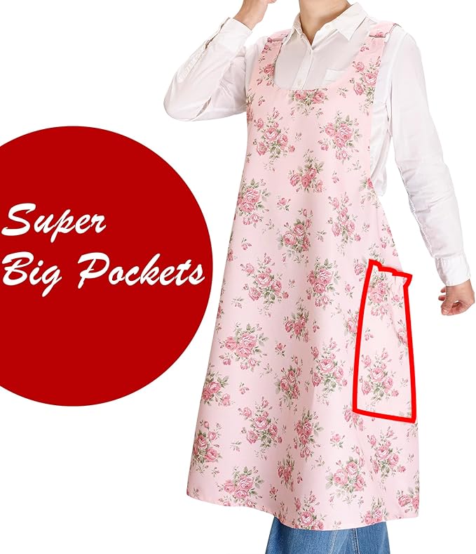 NEOVIVA Kitchen Aprons for Women with Pockets,Cooking Aprons for Women,Vintage Apron for Baking Gardening,Gifts for Mothers