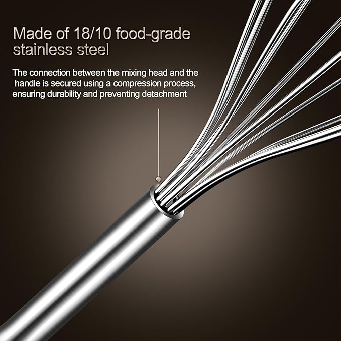 Stainless Steel Small Whisk for Cooking, 10-Inch Mini Whisk for Cheese, Coffee, Flour, Eggs