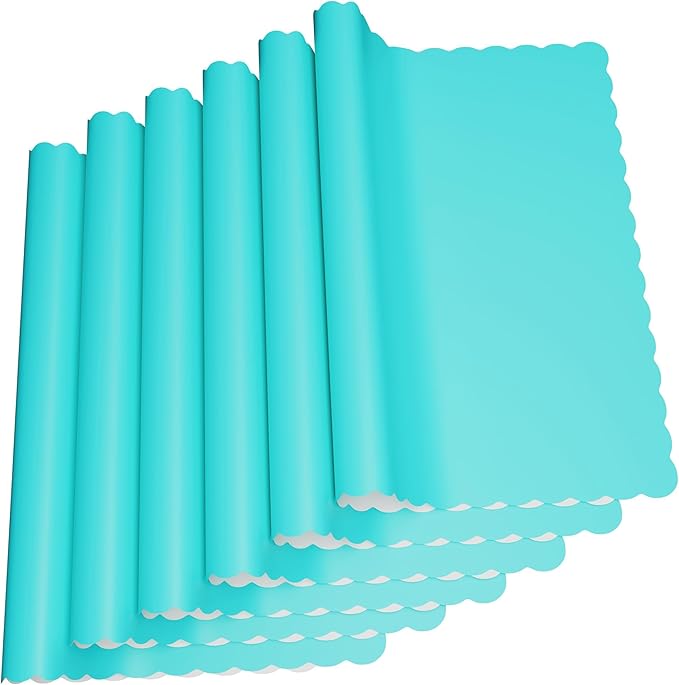 Paper Placemats - Disposable - Scalloped Edge (100, Teal)