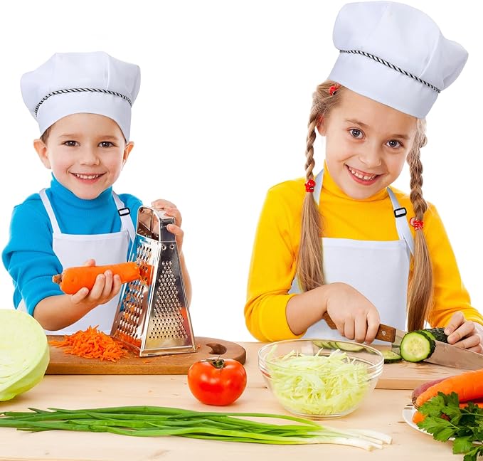 Handepo 28 Pcs Kid Apron and Chef Hat Set Adjustable Bib Apron with Pockets for Kids Cooking Baking Painting Crafting