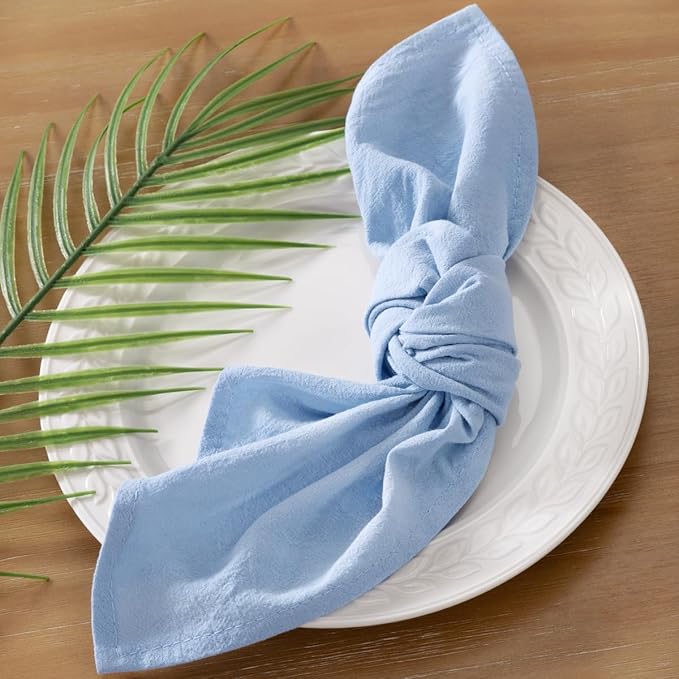 Socomi Cloth Napkins Blue Easter Spring Washable Reusable Bulk Linen Cotton Napkins Set of 6 17"x17" for Wedding Party Bridal Baby Shower Birthday Dining Table Decorations