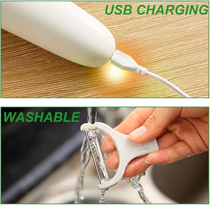 Electric Potato Peeler, Handheld Electric Vegetables and Fruit Peeler 3-in-1 Pro Set, USB Rechargeable Kitchen Gadgets for Apples, Potato, Carrots, Cucumber