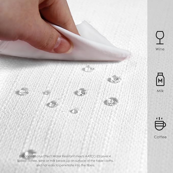 BALCONY & FALCON Rectangle Tablecloth Washable Wrinkle Resistant and Water Proof Table Cloth Decorative Linen Fabric Tablecloths for Dining Parties Kitchen Wedding and Outdoor Use (White, 55x70)