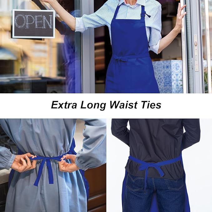 15 Pcs Adult Aprons Bulk with Pockets Adjustable Bib Chef Apron for Women Men Painting Cooking Crafting (S/L)