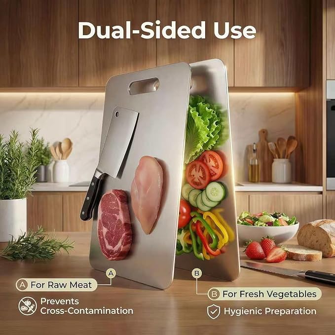 Stainless Steel Cutting Boards for Kitchen, 3 PCS Non Toxic Metal Chopping Board Set, Dishwasher Safe & Warp Proof (15.3"x11", 13.4"x9", 11.8"x7.9" Inch)