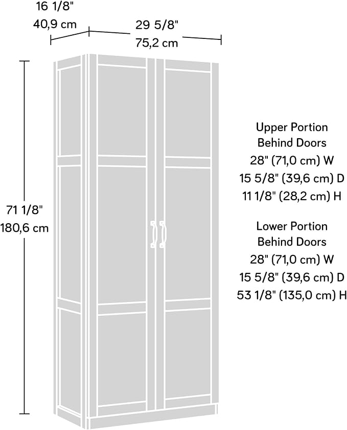 Sauder Select 71" Storage Cabinet, Pantry Cabinet Kitchen Storage with Adjustable Shelves, Bathroom Storage Cabinet, in Silver Sycamore