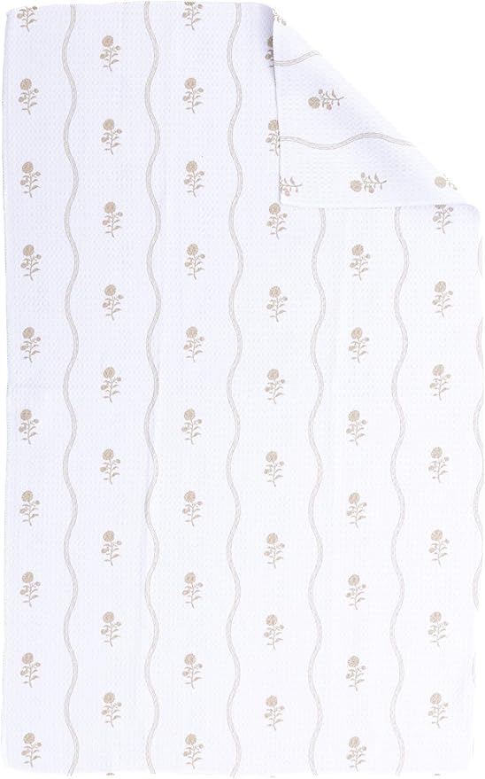 Premium Kitchen Tea Towel | Microfiber Waffle Weave | Quick Dry | Super Absorbent | Double-Sided Designer Prints | 2 Pack (Blossoms)