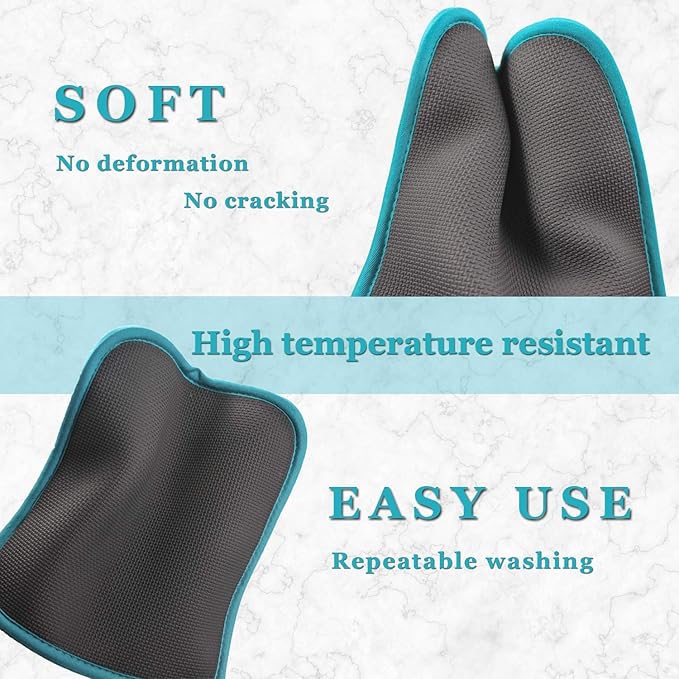 2Pcs Cotton and Neoprene Oven Pads Pot Holders with Pocket 8"x8.5" Dual-Function Hot Pad Set for Finger Hand Wrist Protection Heat Resistant to 428°F Teal,Green