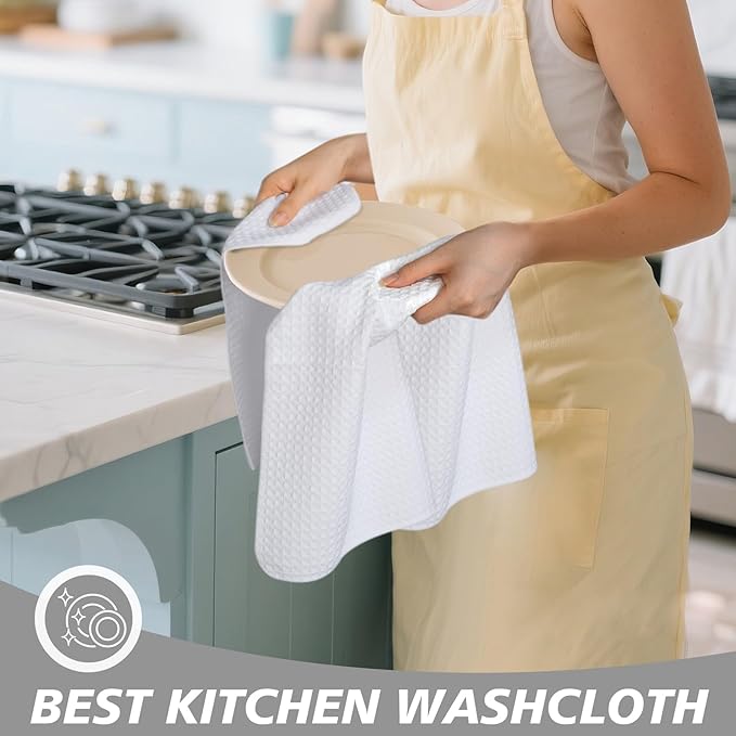 SINLAND Microfiber Kitchen Towel Premium Sublimation Blank Towels Fast Drying Tea Towel Polyester Dish Towels for Drying Dishes - 380gsm,16 Inch X 24 Inch 10 Pack White