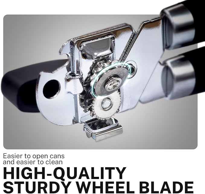 2Pcs Can Opener with Magnet Crank Can Openers Manual,Heavy Duty Commercial Can Opener with Rubber-coated Long Handles