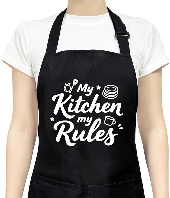 Funny Aprons for Women with 2 Pockets, Adjustable Kitchen Apron for Cooking, Baking Gifts for Birthday Christmas