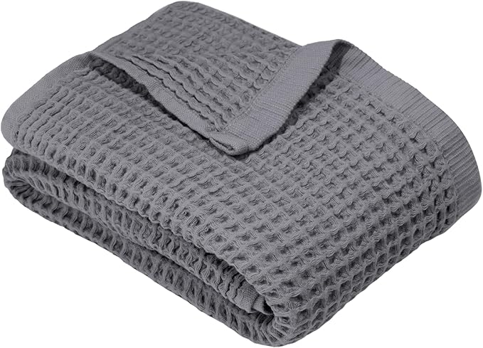 DEMMEX Organic Cotton Waffle Weave Turkish Bath Towel - Ultra Soft Lightweight Quick Dry, Oeko-Tex Certified, 100% Turkish Cotton (Gray, Large (60x30))