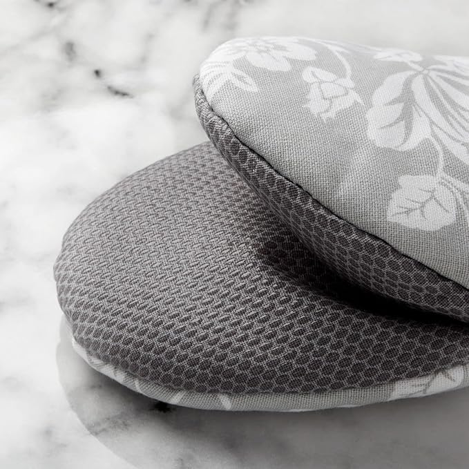 Martha Stewart Floral Vine Mini Oven Mitt 2-Pack Set, Grey, 5.5"X8"
