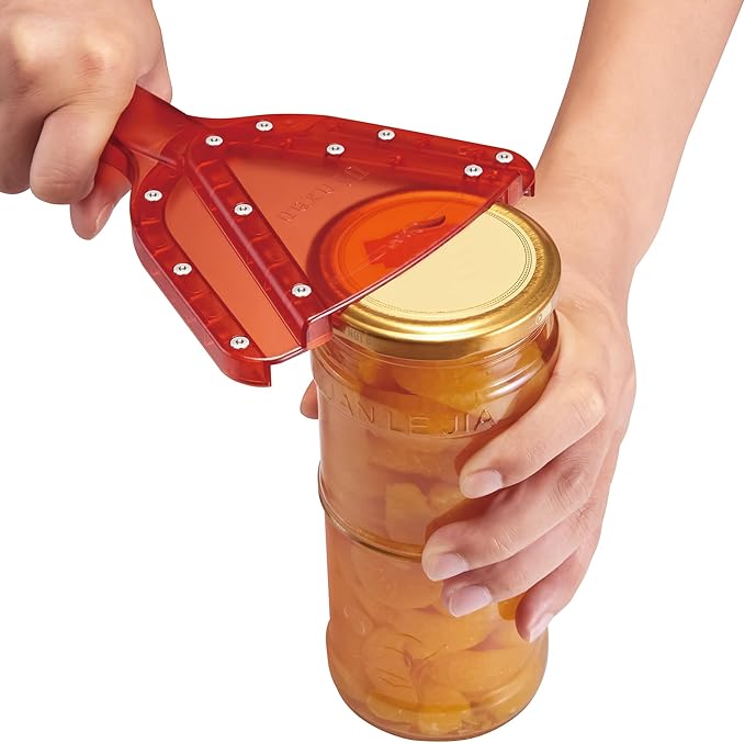 Uinxan Jar Opener for Weak Hand & Seniors with Arthritis,Easy Twist Off Bottle Caps,Patent | Unique Kitchen Gadgets,Handheld Lid Top Open for Elderly/Women/Men (Red)