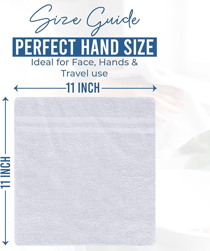 DAN RIVER 10 Pack Wash Cloths for Showering [11x11] - 100% Cotton Washcloths Premium Quality Flannel Face Cloths for Bathroom, Highly Absorbent and Soft Feel Wash Clothes, White