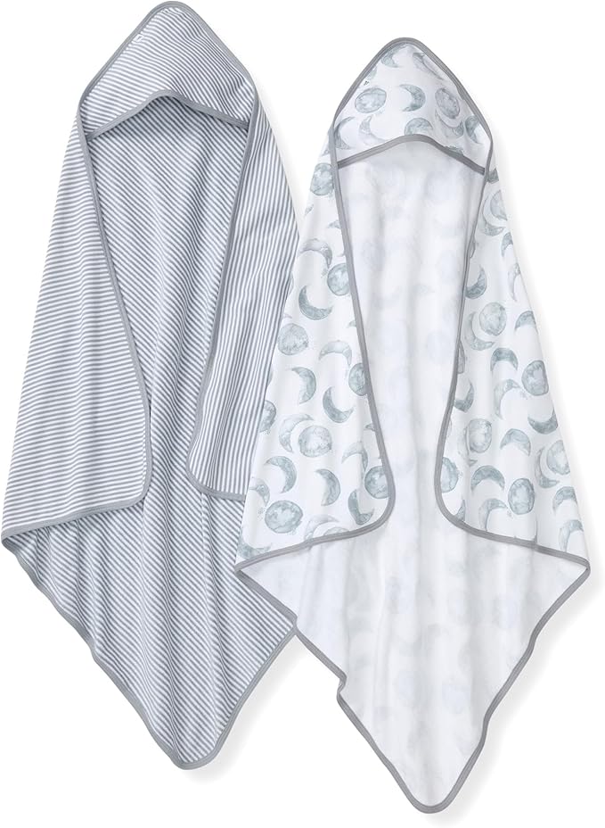 Hooded Towels, Absorbent Knit Terry, Super Soft Single Ply, 100% Organic Cotton