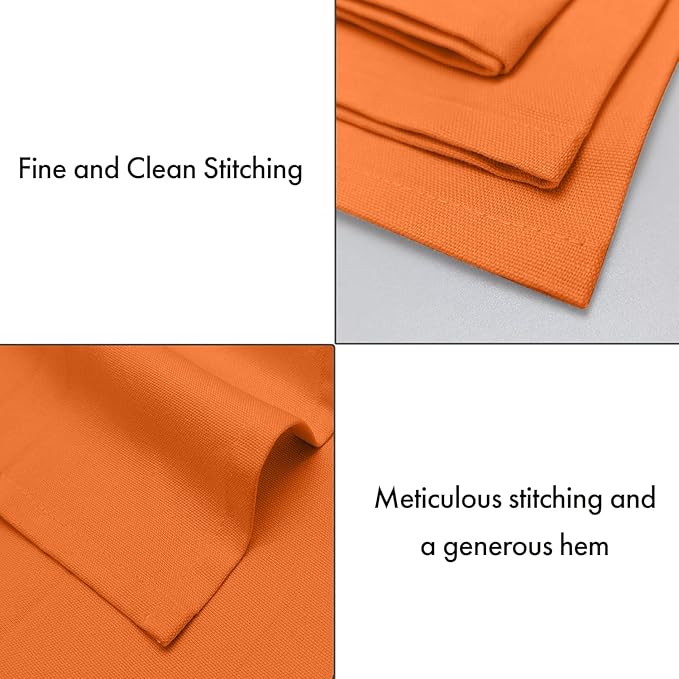 Ruvanti Cloth Napkins Set of 12, 100% Cotton High GSM 18x18 Inches Soft, Washable, Highly Durable & Absorbent, Perfect for Parties, Christmas, Thanksgiving Dinners – Orange Peel