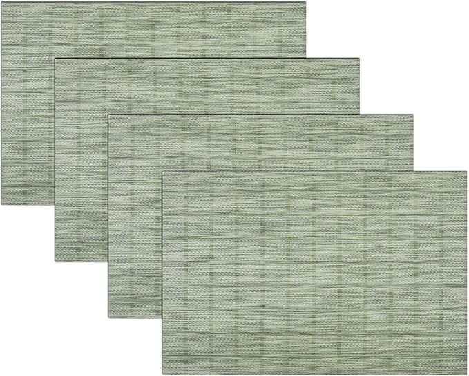 PIGCHCY Countryside Placemats Set of 4 Woven Heat Resistant Placemats Washable Easy to Clean Table Mats for Dining Room and Decor (Pear Green)