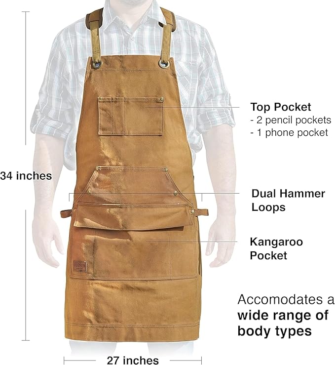 Hudson Durable Goods - Woodworking Edition - Waxed Canvas Apron - Brown