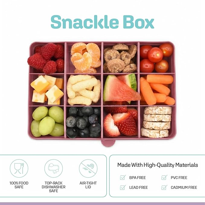 melii Snackle Box |12-Compartment Snack Container with Removable Dividers, BPA-Free Food Storage for Travel, School & On-the-Go Snacks, Kids & Family Organizer (Berry)