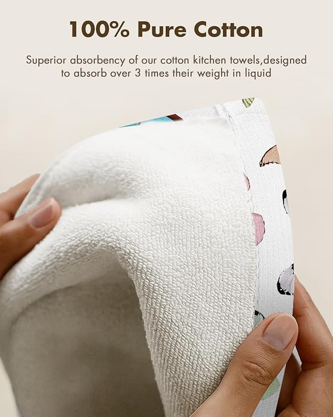 Miss Adola 2pcs Waffle Kitchen Towels - 16x26 Inch Cotton Waffle Weave Dish Cloths Set of 2 with Hanging Loop Absorbent Hand Tea Towels Whimsical Design for Housewarming Gift, Morpho Butterfly