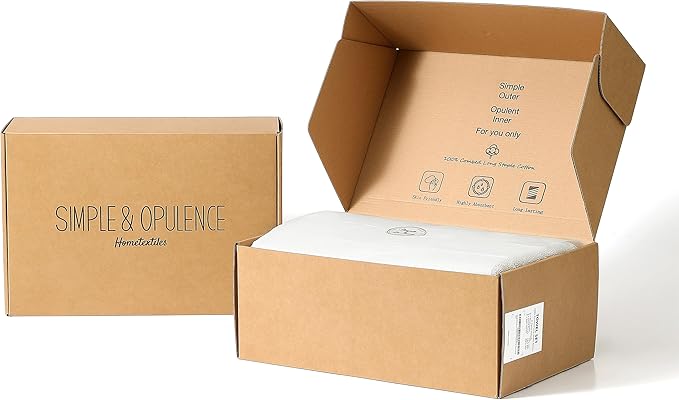 Simple&Opulence Premium 100% Cotton Towel Set - 6 Piece Soft Absorbent Set for Bathroom, Hotel and Spa - 2 Bath Towels 28"x55", 2 Hand Towels 16"x28" & 2 Washcloths 12"x12" (Ivory)