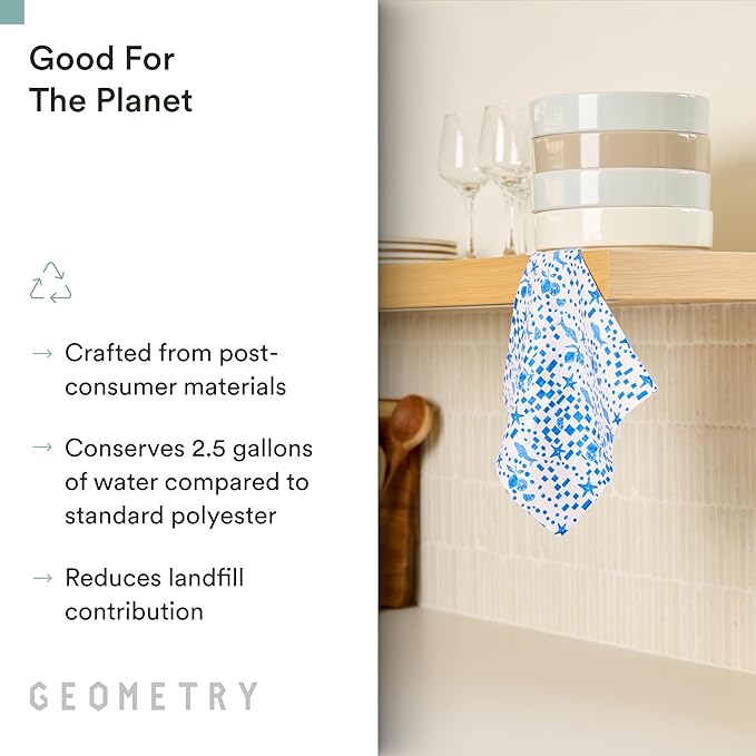 GEOMETRY Dishcloth – Spring & Summer Collection – Quick-Dry, Ultra-Absorbent, Reusable Microfiber Kitchen Towels for Drying & Cleaning - Santorini Tile - 3 Pack