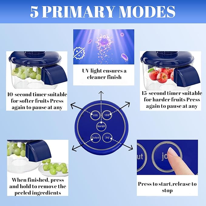 Automatic Vegetable Peeler, Electric Grape Peeling machine stainless steel, Rechargeable Home Kitchen Garlic Peeler Machine for Elderly, Easy to Use - Effortlessly Peels Vegetables and Fruit