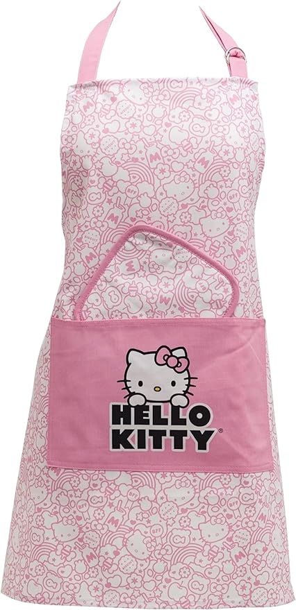 Handstand Kitchen Hello Kitty Print 28" Adult Apron and Pot Holder Set