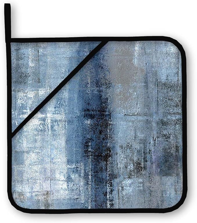 Blue Grey Oven Mitts and Pot Holders Sets of 4 Modern Abstract Art Oven Mitt Oven Gloves Pot Holders and Oven Mitts for Kitchen Baking Cooking Grilling