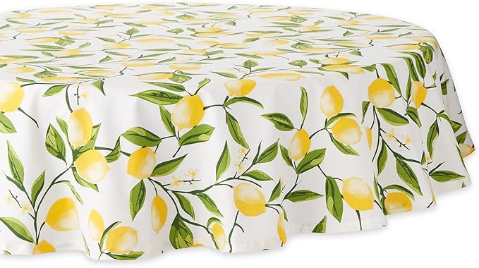 DII Lemon Bliss Tabletop Collection, Tablecloth, 70" Round