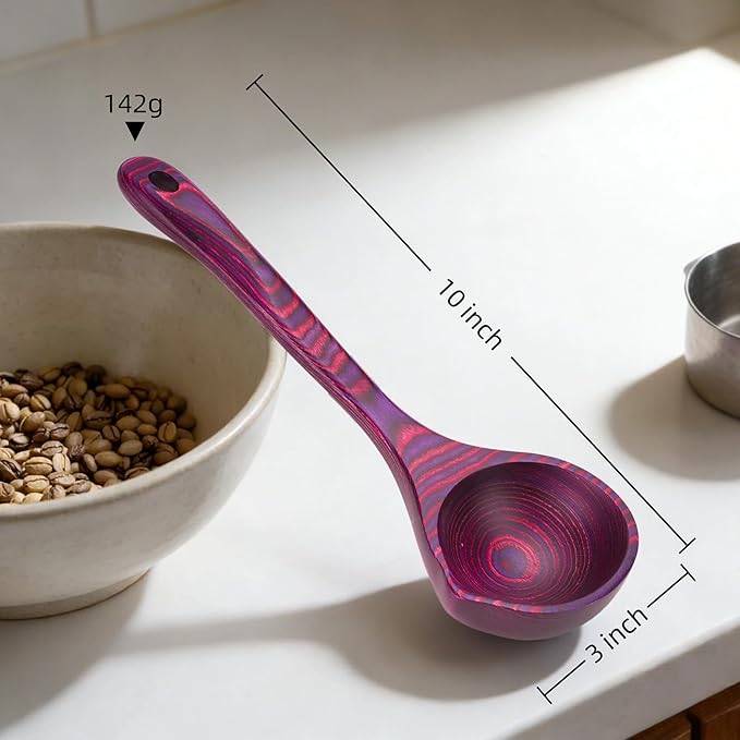 Left Handed Pakkawood Deep Soup Ladles with Spout | 10 inch Pakkawood Ladle | Big Soup Wood Ladle for Cooking | Wooden Spoons for Cooking | Wood Kitchen Utensil | Byzantium