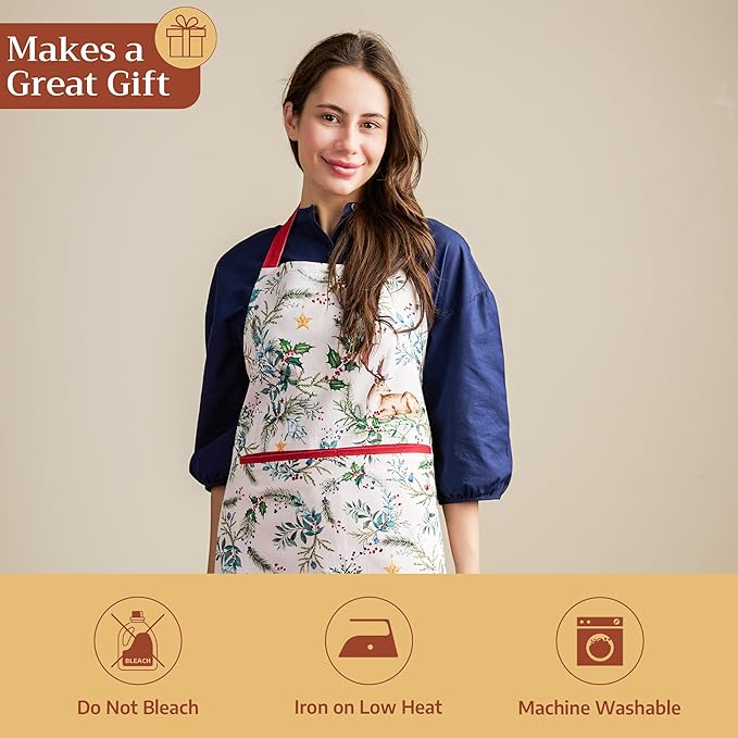 Maison d' Hermine 100% Cotton Apron for women with Pocket Kitchen Chef Apron for Men Cooking Mothers Day Gifts