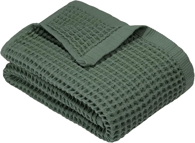 DEMMEX Organic Cotton Waffle Weave Turkish Bath Towel - Ultra Soft Lightweight Quick Dry, Oeko-Tex Certified, 100% Turkish Cotton (Sage Green, Large (60x30))
