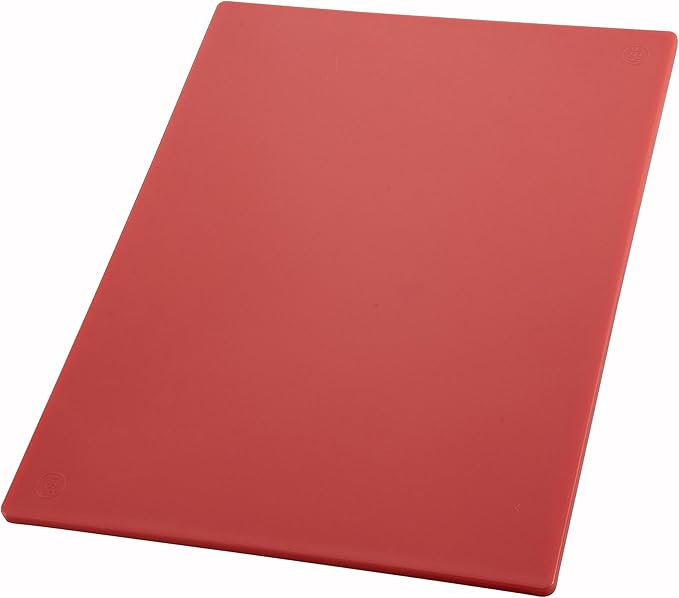 Winco Heavy-Duty Plastic Cutting Board, 15" x 20" x 1/2", Red Medium