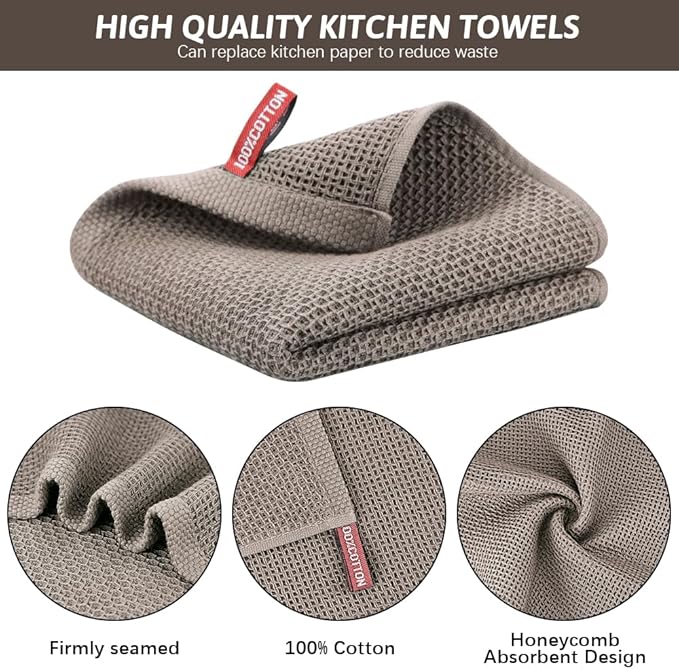 Nialnant 6 Pack KitchenTowels,Super Absorben & Soft Dish Towels for Drying Dishes,Kitchen Gadgets,Cleaning Rags,Hand Towels-13 x 28 Inch,Brown