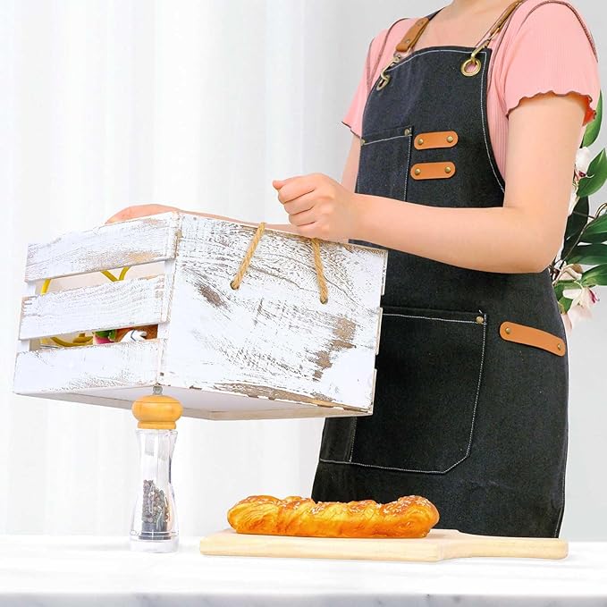 LZMS Chef Apron for Men & Women, Canvas Cross Back Work Apron with 3 Large Pockets, Water-Resistant, Adjustable Size M-XXL