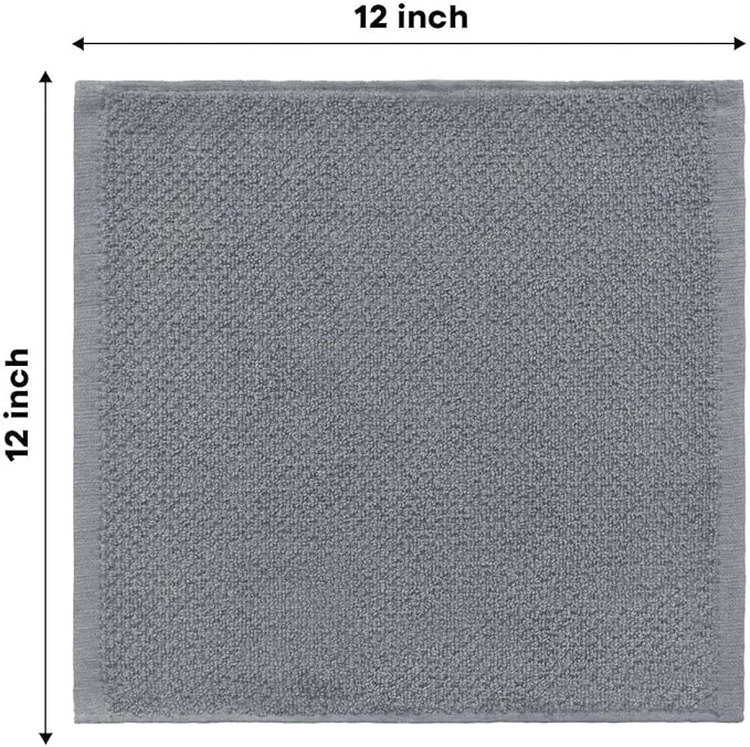 Artoid Mode Ring Spun Cotton Grey Dishcloth Kitchen Towels, 12x12 Inch Ultra Soft Absorbent Quick Drying Household Cleaning Kitchen Rags Set of 6