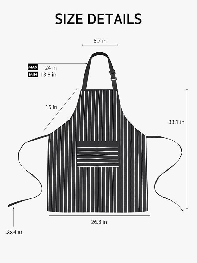 Syntus Apron for Men Women, Adjustable Cooking Kitchen Chef Aprons with 2 Pockets, Cotton/Polycotton/Polyester